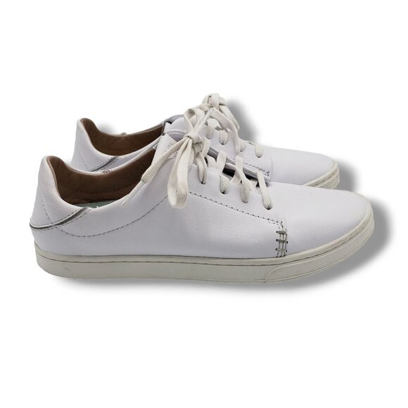 Olukai Pehuea Li 'Ili Sneaker Womens 6.5 White Leather Convertible - Picture 1 of 10